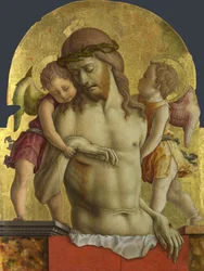El Cristo muerto sostenido por dos ángeles