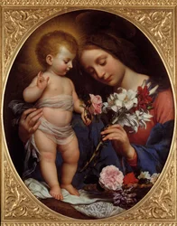La Virgen con el lirio. Pintura de Carlo Dolci (1616-1686), 1642. Al. 0,79 x 0,65 m, Montpellier, Museo Fabre