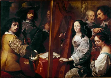 La familia del pintor. Pintura de Carlo Francesco Nuvolone (ca. 1609-1662) siglo XVII