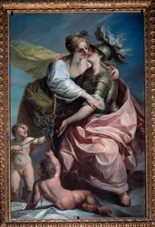 Alegoría de los trece valores de la república: la Paz abrazando la Justicia (Pintura, después de 1783)