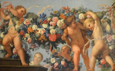 Amor y guirnaldas de flores