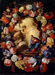 La Anunciación con flores, siglo XVII o principios del siglo XVIII