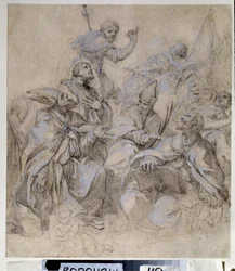 Dibujo preparatorio al fresco para la iglesia de Santa María del Popolo de Roma (gouache y lápiz sobre papel)