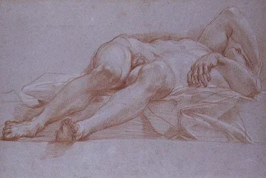 Estudio para la Figura de Sísara, tiza sobre papel, c.1680: dibujo preliminar para el mosaico de Jael y Sísara para la Capilla de la Presentación en San Pedro, Roma