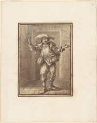 Caricatura de un campesino con sombrero ancho