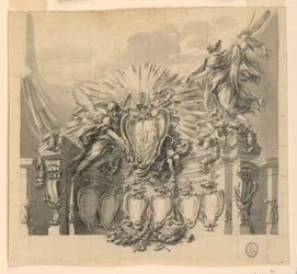 Diseño para la decoración de la fachada de San Pedro, Roma, para la canonización de Giuseppe da Copertino y Jeanne-Françoise de Chantal