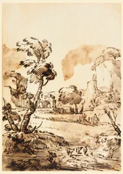 Dibujo, Un paisaje pastoral, 1760-1780