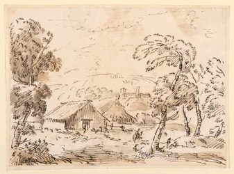 Dibujo, Una vivienda campesina y un castillo en la campiña montañosa, 1762-1786