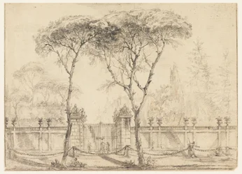 Dibujo, En la puerta de una villa, 1770-86