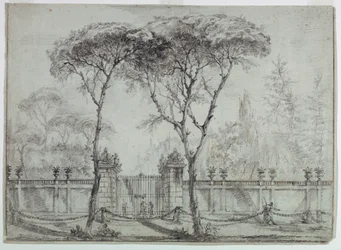 Dibujo, En la puerta de una villa, 1770-86