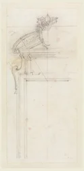 Dibujo, Diseño para una caja de puerta, 1725-50