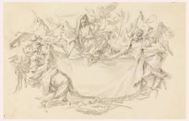 Dibujo, Diseño para un paño como lugar de una inscripción, 1750-86