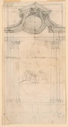Dibujo, Diseño de un monumento sepulcral para un claustro, ca. 1745