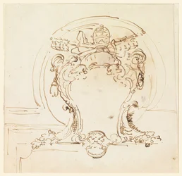 Dibujo, escudo papal, 1740-58
