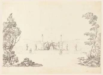 Dibujo, Boceto para una fuente en un parque, 1740