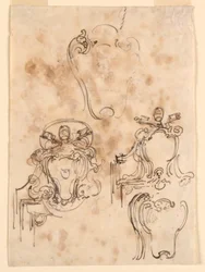 Dibujo, Bocetos para marcos y escudos, 1758-69