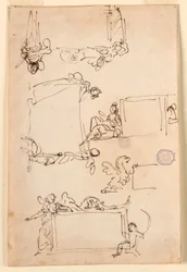 Dibujo, Bocetos para una tablilla, ca. 1750