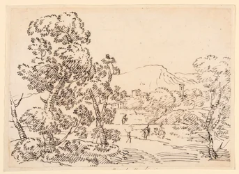 Dibujo, Paisaje arbolado, 1750-1770