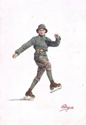 Hombre solitario patinando