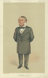 Sir Edward William Watkin, El Interés Ferroviario, 6 de noviembre de 1875, caricatura de Vanity Fair