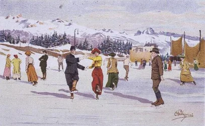 Patinadores en la pista de hielo