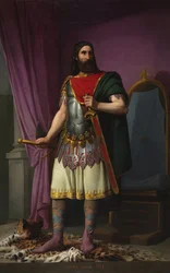 Retrato del Rey Wisigodo Egica de España (o Egicca, Egiza, Ergica) (687-702) (Rey Wisigodo Egica) Pintura de Carlos Maria Esquivel y Rivas (1830-1867) 1853 Palacio de las Cortes Madrid