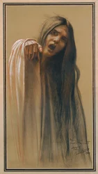 Estudio para La ola (pastel, lápiz de color, tiza y carboncillo sobre papel)