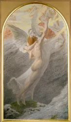 La boda del poeta y la musa o el Ideal (crayón y gouache sobre papel)