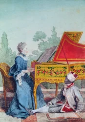 Retrato de la señorita Desgots de Saint-Domingue con su esclavo Laurent