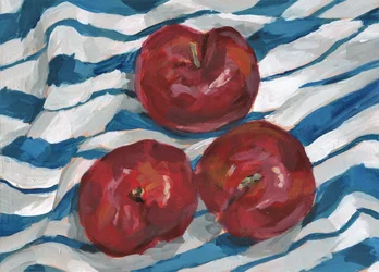 Manzanas frescas sobre rayas