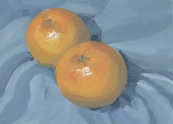 Naturaleza muerta con naranjas frescas