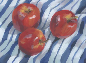 Manzanas rojas sobre rayas