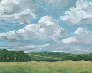 Cielo de verano sobre los campos