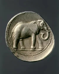 HANNIBAL Barca: Moneda de oro con el elefante de Aníbal (moneda de oro)