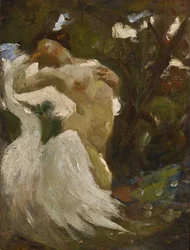 Leda y el cisne (óleo sobre lienzo)