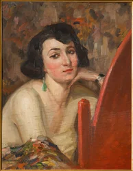 Mujer ante el espejo (óleo sobre madera)