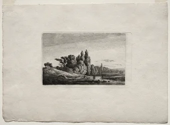 Puente Peatonal con Cruz ante Árboles en un Río, c.1803