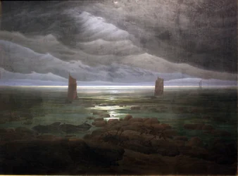 Orilla del mar a la luz de la luna