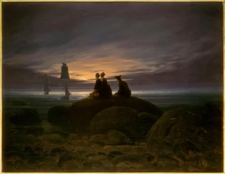 Salida de la luna sobre el mar