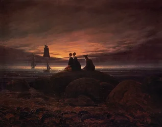 Salida de la luna sobre el mar