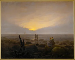 Salida de la luna a orillas del mar (óleo sobre lienzo)