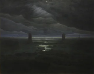 Orilla del mar a la luz de la luna