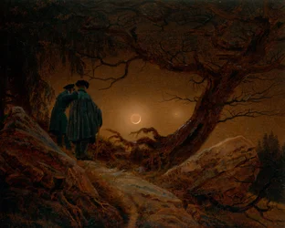 Dos hombres contemplando la luna, ca. 1820