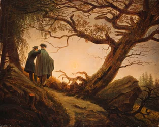 Dos hombres contemplando la luna, h. 1830