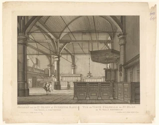 Interior de la capilla de San Olof, Ámsterdam
Olofs o Oudezyds Kapel desde el interior, en Amsterdam / Vue du Vieux Chapelle de St. Olof en de dans, à Amsterdam (título en el objeto)