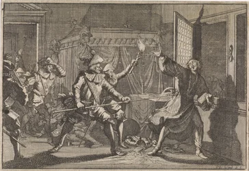 Albrecht von Wallenstein, duque de Friedland, es asesinado por sus propios soldados, 1634