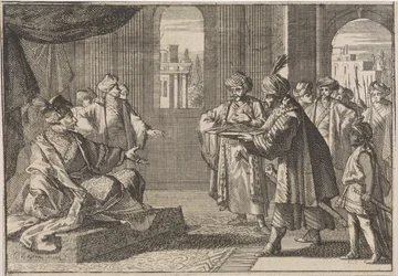 Guei-tschun, primer ministro del emperador Chongzhen, recibe una cuerda de seda para ahorcarse, 1643