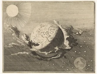 Universo con tierra, sol, luna y estrellas
