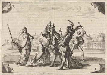 Caricatura sobre la batalla entre Luis XIV y el Papa Inocencio XI, 1687