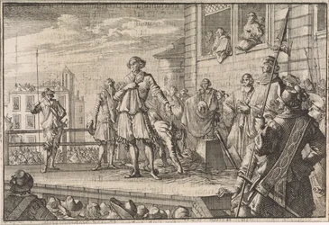 Thomas Wentworth, conde de Strafford dirigiéndose a la gente desde el andamio, 1641